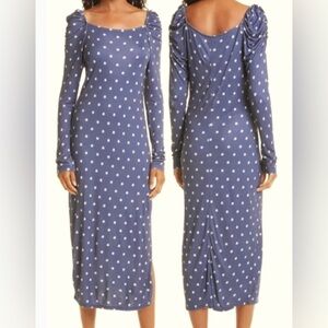 TED BAKER LONDON /Ditsy Spot Long Sleeve Jersey Midi‎ Dress Ted size 4/US 12